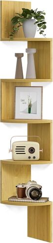 VASAGLE Corner Shelf Wall Mount, 5-Tier Floating Corner Bookshelf, Plant Shelf for Bedroom, Living Room, Bathroom, Home Office, Cloud White in Kuwait