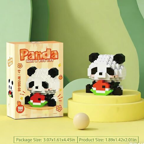 1 Pcs Mini Adorable Panda Figurine, Cute Animal Decorative Figurine, Creative Tabletop Ornament, for Collectors & Home Decor (Panda Eat Watermelon) in Kuwait