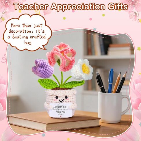 Teacher Appreciation Gifts, Thank You Teachers Gift, End of Year Teacher Gifts, Graduation Birthday Retirement Gift for Teachers Mentor Coworker Boss, Cute Handmade Crochet Carnations 3 Flowers Doll in Saudi Arabia