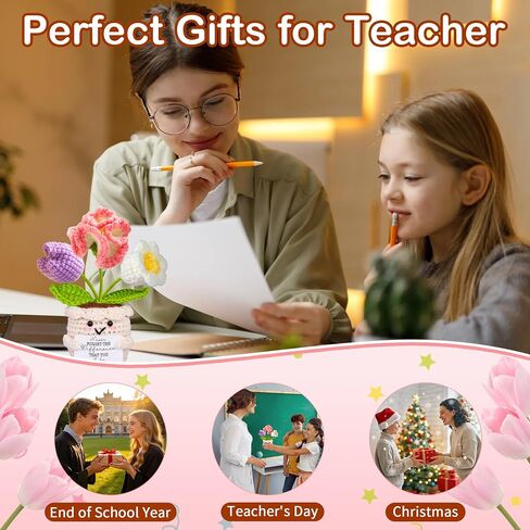 Teacher Appreciation Gifts, Thank You Teachers Gift, End of Year Teacher Gifts, Graduation Birthday Retirement Gift for Teachers Mentor Coworker Boss, Cute Handmade Crochet Carnations 3 Flowers Doll in Saudi Arabia