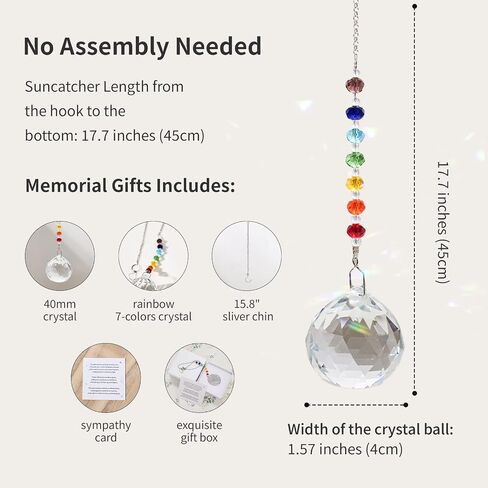 Sympathy Gifts for Loss of Loved One, Crystal Sun Catcher Rainbow Gifts, Unique Condolence Memorial for Loss of Mom Dad Dog, Ideal Grief Bereavement Miscarriage Gifts in Kuwait