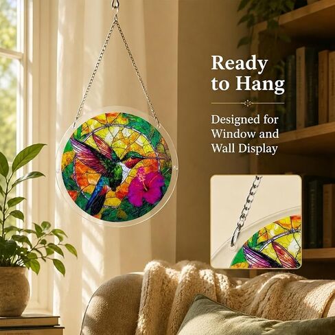 Acrylic Suncatcher Puzzle, 83 Pieces Unique Hummingbird Sun Catcher Puzzle Kit for Doors Garden and Window Hanging, DIY Suncatcher Kits for Adults, 7.4 in in Kuwait