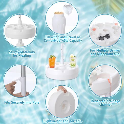 Floating Umbrella Stand with Table Tray and Cup Holder for Beverage Drinks Snacks for Beach Umbrella Shades up to 4 Pounds Summer Swimming Pool in Saudi Arabia