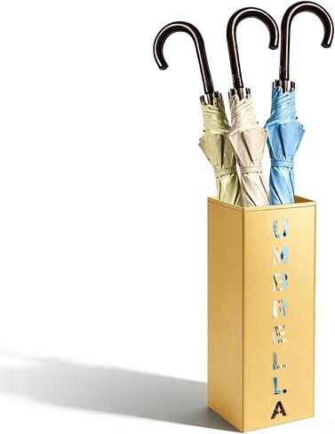 Square Metal Umbrella Canes Holder, Free Standing Umbrella Rack Stand Storage Bucket, Walking Sticks Organizer Bin for Indoor Entryway, Home, Office and Hotel, 16.3" x 6.3" x 6.3", Black in Kuwait