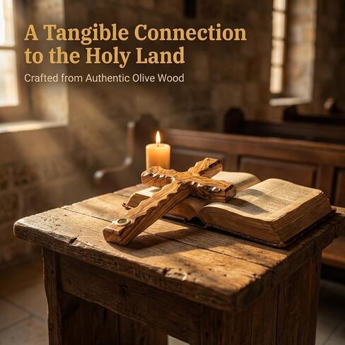 Temple Mount Soil Authentic Olive Wood Cross, 8-Inch Hand Crafted Wooden Cross Wall with Sacred Sealed Capsule – Jerusalem Cross Wall Decor – Baptism Confirmation Gifts for Christian Men & Women in Saudi Arabia