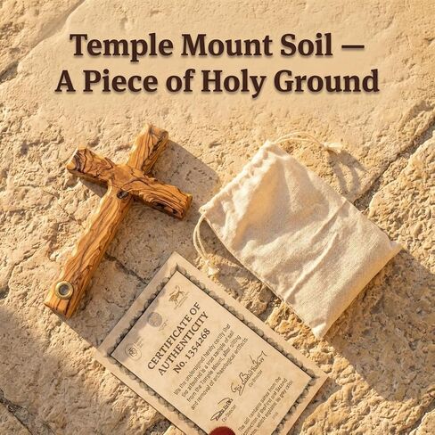 Temple Mount Soil Authentic Olive Wood Cross, 8-Inch Hand Crafted Wooden Cross Wall with Sacred Sealed Capsule – Jerusalem Cross Wall Decor – Baptism Confirmation Gifts for Christian Men & Women in Saudi Arabia