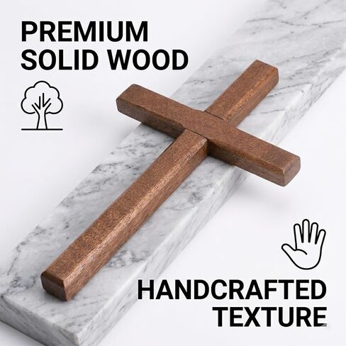 Christian Wooden Cross for Wall and Table, 7.87" x 4.7" Premium Small Handheld Prayer Cross with Hook, Spiritual Religious Gift for Christmas Baptism Altar Church Home Room Decor in Saudi Arabia