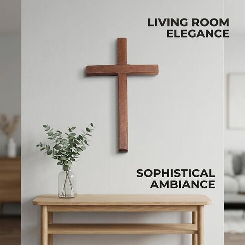 Christian Wooden Cross for Wall and Table, 7.87" x 4.7" Premium Small Handheld Prayer Cross with Hook, Spiritual Religious Gift for Christmas Baptism Altar Church Home Room Decor in Saudi Arabia