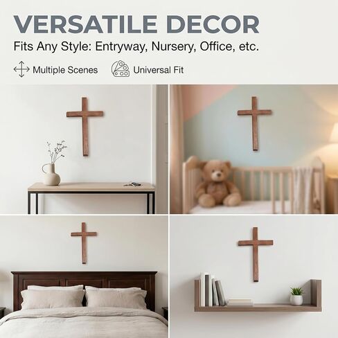 Christian Wooden Cross for Wall and Table, 7.87" x 4.7" Premium Small Handheld Prayer Cross with Hook, Spiritual Religious Gift for Christmas Baptism Altar Church Home Room Decor in Saudi Arabia