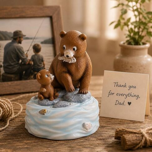 Dad Gifts from Daughter Son, Father Bear and Cub Music Box Figurine, Hand-Painted Resin Rotating Music Box Plays What A Wonderful World, Father’s Day Birthday Gift for Dad, Home Decor Collectible in Saudi Arabia
