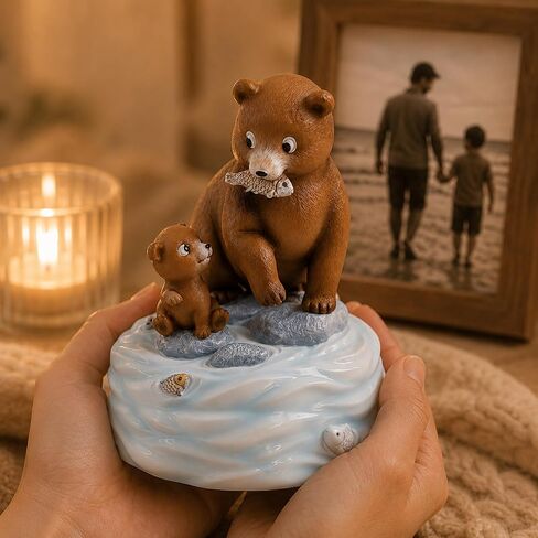Dad Gifts from Daughter Son, Father Bear and Cub Music Box Figurine, Hand-Painted Resin Rotating Music Box Plays What A Wonderful World, Father’s Day Birthday Gift for Dad, Home Decor Collectible in Saudi Arabia