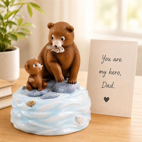 Dad Gifts from Daughter Son, Father Bear and Cub Music Box Figurine, Hand-Painted Resin Rotating Music Box Plays What A Wonderful World, Father’s Day Birthday Gift for Dad, Home Decor Collectible in Saudi Arabia