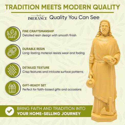 St Joseph Statue for Selling House,Faith-Based St Joseph Statue with House Selling Prayer Card, Ideal for Sell Homes,Religious Activities(Ivory 4Inch 1pcs) in Saudi Arabia