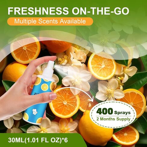 6 Pack Toilet Spray, 6-Scent Bathroom Spray, Freshener Deodorizer for Home, Bathroom Odor Eliminator with Essential Oil, Up to 400 Uses, Travel Essentials Portable Air Freshener (Each 1.01Fl Oz) in Saudi Arabia