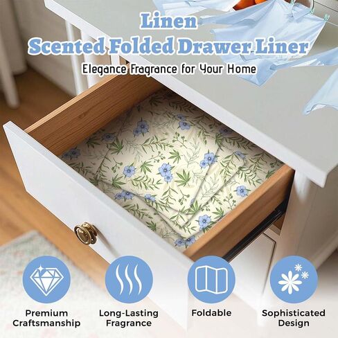 STRN Drawer Liners for Dresser, Linen Fragrant Drawer Liner 6 Sheets, Non-Adhesive Drawer Paper Liner for Bedroom Shelf Closet, Shoe Chest in Saudi Arabia
