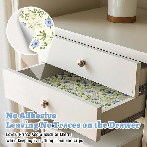STRN Drawer Liners for Dresser, Linen Fragrant Drawer Liner 6 Sheets, Non-Adhesive Drawer Paper Liner for Bedroom Shelf Closet, Shoe Chest in Saudi Arabia