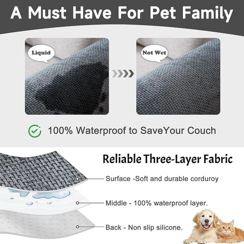 100% Waterproof Couch Cover, Pet Couch Covers for Sofa, Non Slip Sofa Cover Washable, Sectional Couch Covers for Cushion Couch Furniture Protector(Dark Gray, 35" x 63" 1 Pack) in Saudi Arabia