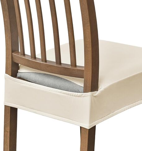 NILUOH Dining Chair Seat Covers (Cover Only), Waterproof PU Leather Chair Seat Slipcovers, Rear-Gapped Stretch Seat Cushion Covers, Removable & Machine Washable, Set of 4 in Saudi Arabia