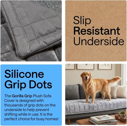 GORILLA GRIP مقاومة للانزلاق والتسرب، بطانية غطاء وسادة أريكة مبطنة كبيرة الحجم، أغطية أريكة ناعمة للكلاب الأريكة، حامي أثاث قابل للغسل في الغسالة، أرائك صديقة للحيوانات الأليفة، رمادي، 78 × 28 بوصة in Kuwait