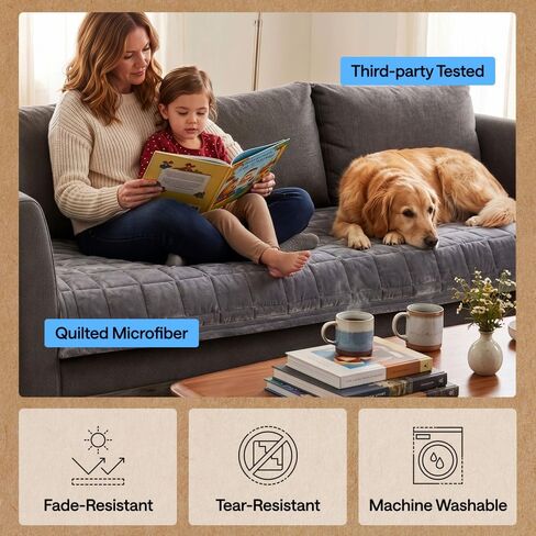 GORILLA GRIP مقاومة للانزلاق والتسرب، بطانية غطاء وسادة أريكة مبطنة كبيرة الحجم، أغطية أريكة ناعمة للكلاب الأريكة، حامي أثاث قابل للغسل في الغسالة، أرائك صديقة للحيوانات الأليفة، رمادي، 78 × 28 بوصة in Kuwait