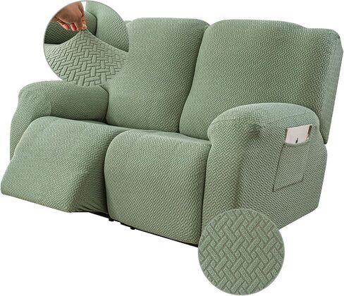 Genina Recliner Loveseat Covers with Console, Stretch Reclining Sofa Covers, 2 Seater Couch Cushion Stripe Jacquard Recliner Slipcovers - Furniture Protector Covers for Pet Kid (Dark Gray) in Saudi Arabia