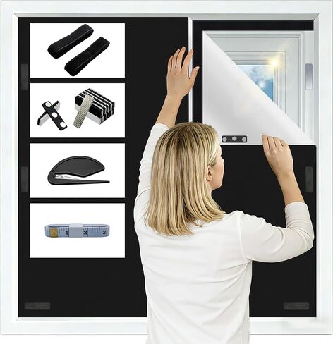 Roller Shades 100% Blackout Curtains for Bedroom, Blackout Blinds No Drill with Magnetic & Velcro, Black Out Window Cover – Heat Insulation, Easy Install for Travel, Nursery, Media Room, RV, 39" x 57" in Saudi Arabia
