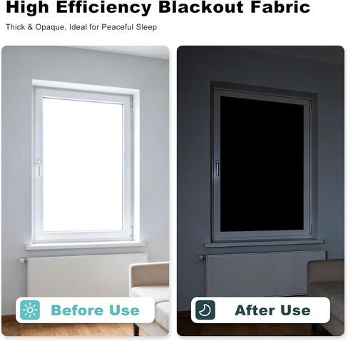 Roller Shades 100% Blackout Curtains for Bedroom, Blackout Blinds No Drill with Magnetic & Velcro, Black Out Window Cover – Heat Insulation, Easy Install for Travel, Nursery, Media Room, RV, 39" x 57" in Saudi Arabia