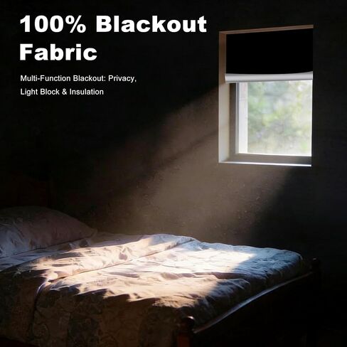 Roller Shades 100% Blackout Curtains for Bedroom, Blackout Blinds No Drill with Magnetic & Velcro, Black Out Window Cover – Heat Insulation, Easy Install for Travel, Nursery, Media Room, RV, 39" x 57" in Saudi Arabia