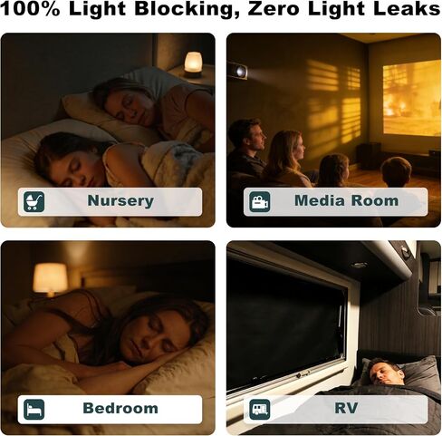 Roller Shades 100% Blackout Curtains for Bedroom, Blackout Blinds No Drill with Magnetic & Velcro, Black Out Window Cover – Heat Insulation, Easy Install for Travel, Nursery, Media Room, RV, 39" x 57" in Saudi Arabia