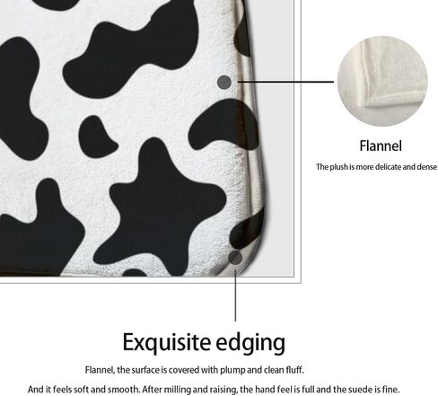 Cowhide Milk Cow Print Kitchen Rug Set 2 PCS Floor Mats Washable Non-Slip Soft Flannel Runner Rug Doormat Carpet for Floor Home Bathroom, 17" x 47"+17" x 24"-M in Saudi Arabia