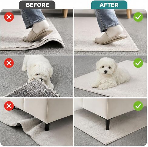 20 PCS Carpet-to-Carpet Rug Corner Grippers, Cloth-Backed Non Slip Pads for Area Rugs Over Carpet, Double-Sided Rug Stoppers Prevent Sliding, Curling & Bunching, Keep Rug Corners Flat (Patented Mesh) in Kuwait