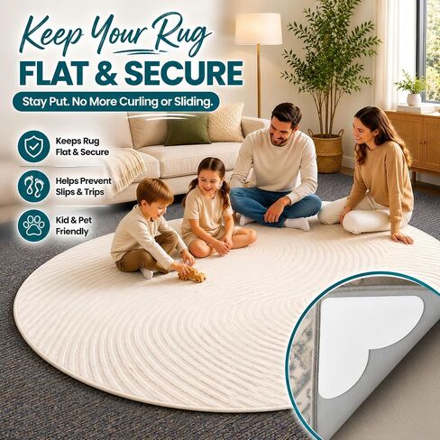 20 PCS Carpet-to-Carpet Rug Corner Grippers, Cloth-Backed Non Slip Pads for Area Rugs Over Carpet, Double-Sided Rug Stoppers Prevent Sliding, Curling & Bunching, Keep Rug Corners Flat (Patented Mesh) in Kuwait