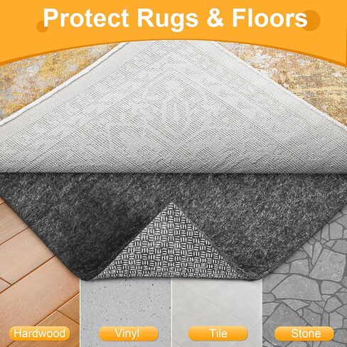 5x7 Non Slip Rug Pad Gripper, 1/4" Thick Cushioned Carpet Pads for Hardwood Floors, Felt and Silicone Backing, Under Area Rugs Anti Skid Mat Keep Rugs in Place in Saudi Arabia