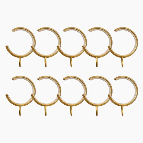 TWOPAGES 10 Pcs C Shaped Bypass Curtain Rings for French Return Rods, Black Heavy Duty Iron Passing Drapery Rings with Eyelets, Glide Smoothly Over Center Brackets, Matte Black in Saudi Arabia