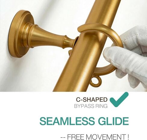 TWOPAGES 10 Pcs C Shaped Bypass Curtain Rings for French Return Rods, Black Heavy Duty Iron Passing Drapery Rings with Eyelets, Glide Smoothly Over Center Brackets, Matte Black in Saudi Arabia