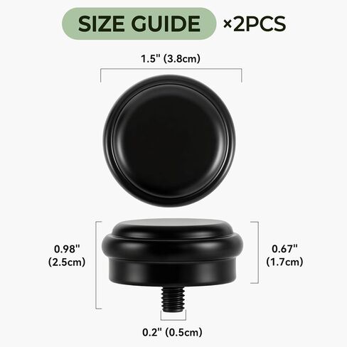 Finials for Curtain Rods 1 Inch or 7/8 Inch, Drapery Rod Ends 2 Pack, Black Replacement End Caps Only with M6 Standard Screws in Saudi Arabia