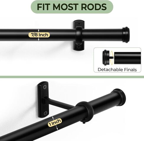 Finials for Curtain Rods 1 Inch or 7/8 Inch, Drapery Rod Ends 2 Pack, Black Replacement End Caps Only with M6 Standard Screws in Saudi Arabia