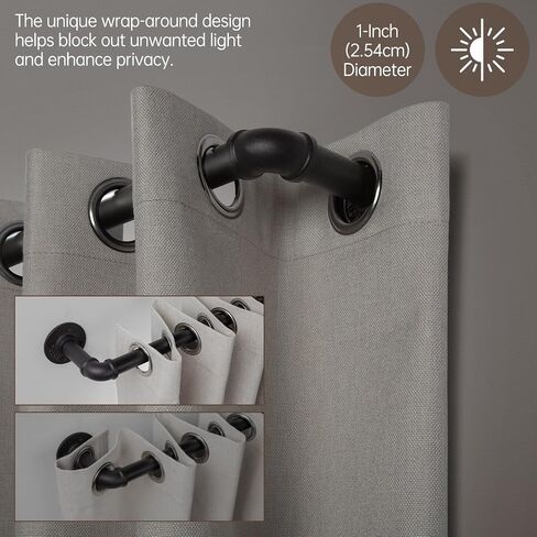 Zeerobee Curtain Rods for Windows 48 to 84, 1 Inch Industrial Wrap Around Black Curtain Rod, Indoor/Outdoor Room Divider Adjustable Drapery Pole, 48"-86" in Saudi Arabia