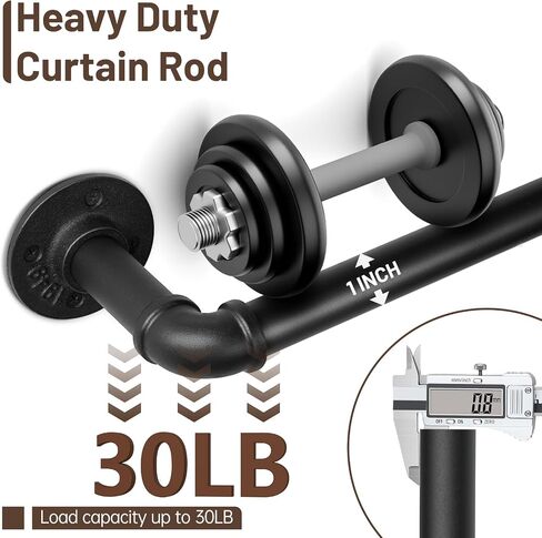 Zeerobee Curtain Rods for Windows 48 to 84, 1 Inch Industrial Wrap Around Black Curtain Rod, Indoor/Outdoor Room Divider Adjustable Drapery Pole, 48"-86" in Saudi Arabia