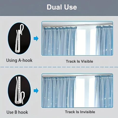 50-Pack Plastic Curtain Hooks,Adjustable Pinch Pleat Hook,Curtain Drapery Pin Hook for Pleated Drapes,Ratchet System Pinch Pleat Curtain Hanger (50, 3.35 Inch) in Saudi Arabia