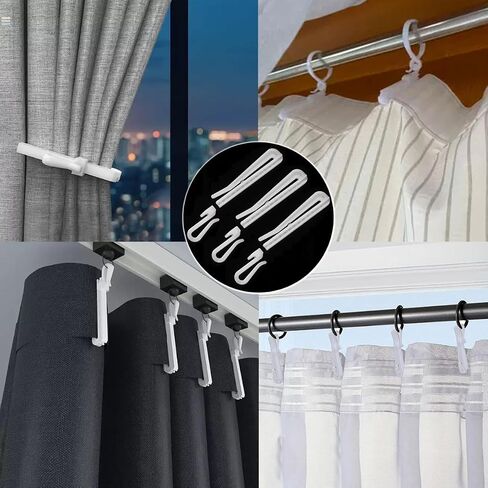 50-Pack Plastic Curtain Hooks,Adjustable Pinch Pleat Hook,Curtain Drapery Pin Hook for Pleated Drapes,Ratchet System Pinch Pleat Curtain Hanger (50, 3.35 Inch) in Saudi Arabia