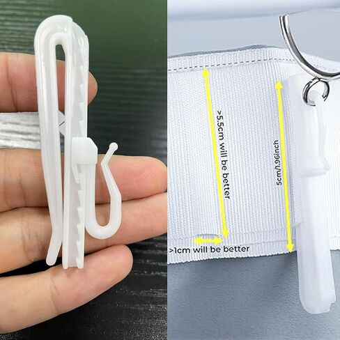 50-Pack Plastic Curtain Hooks,Adjustable Pinch Pleat Hook,Curtain Drapery Pin Hook for Pleated Drapes,Ratchet System Pinch Pleat Curtain Hanger (50, 3.35 Inch) in Saudi Arabia