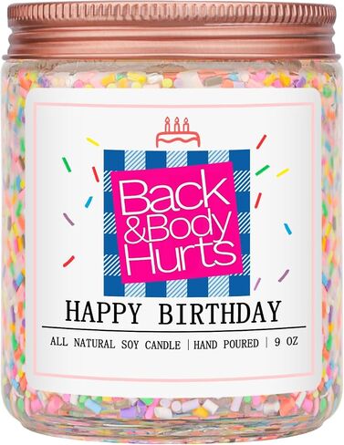 Homsolver Birthday Candles Gift for Her and Him, Birthday Gifts for Women Men, Unique Best Friend Gift Ideas -Back & Body Hurts Happy Birthday Candle in Saudi Arabia