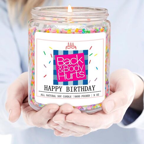 Homsolver Birthday Candles Gift for Her and Him, Birthday Gifts for Women Men, Unique Best Friend Gift Ideas -Back & Body Hurts Happy Birthday Candle in Saudi Arabia