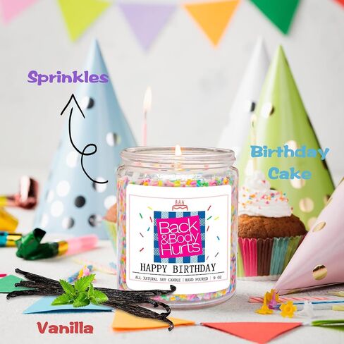 Homsolver Birthday Candles Gift for Her and Him, Birthday Gifts for Women Men, Unique Best Friend Gift Ideas -Back & Body Hurts Happy Birthday Candle in Saudi Arabia
