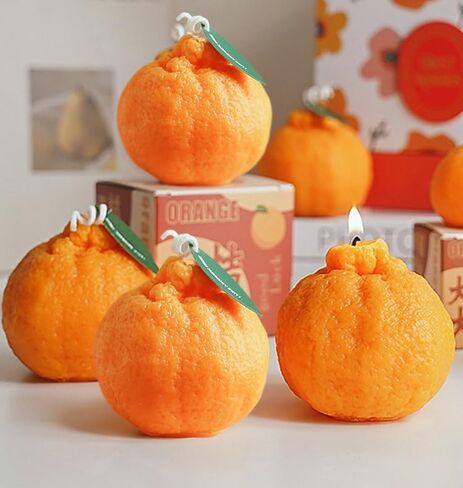 4 Pack Large Orange Shaped Fruit Candles Gift, Vegan Citrus Scented Candles, Spring Summer Mother's Day Farmhouse Table Decor, Tiered Tray Centerpiece, Housewarming Thanksgiving Party Favors in Saudi Arabia