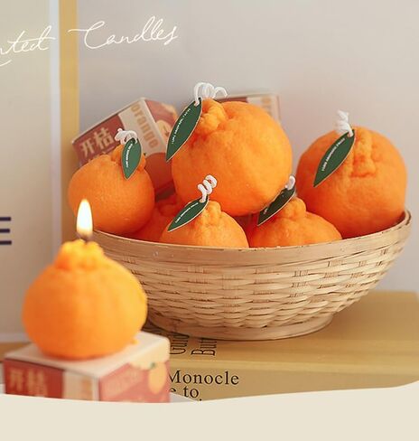 4 Pack Large Orange Shaped Fruit Candles Gift, Vegan Citrus Scented Candles, Spring Summer Mother's Day Farmhouse Table Decor, Tiered Tray Centerpiece, Housewarming Thanksgiving Party Favors in Saudi Arabia