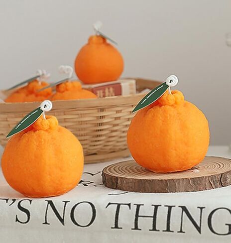 4 Pack Large Orange Shaped Fruit Candles Gift, Vegan Citrus Scented Candles, Spring Summer Mother's Day Farmhouse Table Decor, Tiered Tray Centerpiece, Housewarming Thanksgiving Party Favors in Saudi Arabia