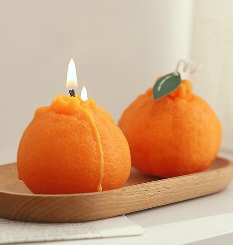 4 Pack Large Orange Shaped Fruit Candles Gift, Vegan Citrus Scented Candles, Spring Summer Mother's Day Farmhouse Table Decor, Tiered Tray Centerpiece, Housewarming Thanksgiving Party Favors in Saudi Arabia