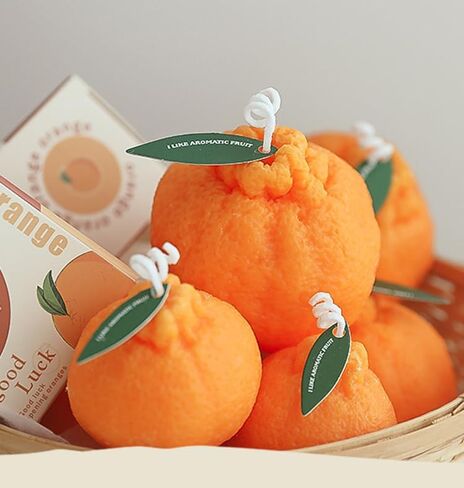 4 Pack Large Orange Shaped Fruit Candles Gift, Vegan Citrus Scented Candles, Spring Summer Mother's Day Farmhouse Table Decor, Tiered Tray Centerpiece, Housewarming Thanksgiving Party Favors in Saudi Arabia